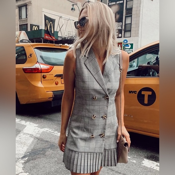 Anna Cate Collection Sara Vest Dress Plaid Double Breasted Pleated Hem | Size M - Picture 1 of 13